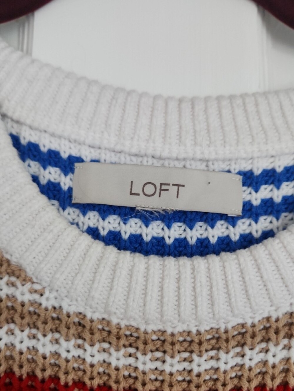 LOFT White Multicolor Striped Knit Tank Sweater Vest - Picture 2 of 8